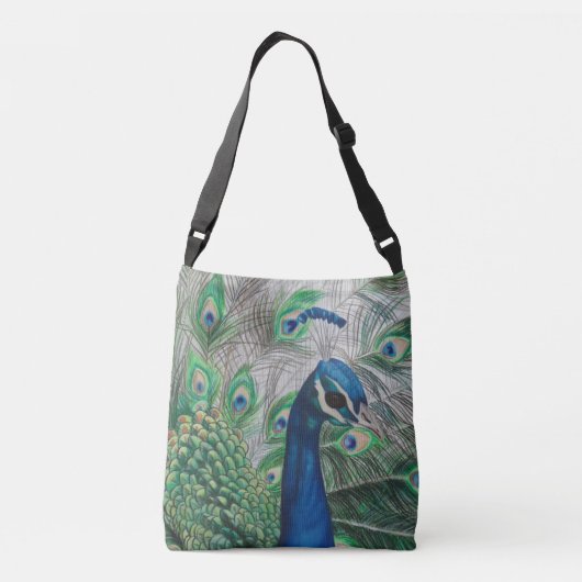 Peacock Crossbody Canvas tas (Achterkant)
