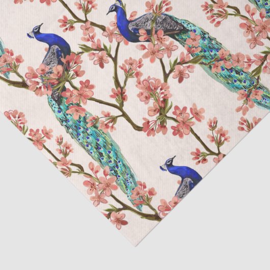 Peacock Damask Patroonpapier Tissuepapier (Detail)