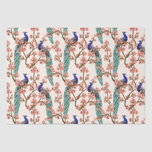 Peacock Damask Patroonpapier Tissuepapier (Voorkant)