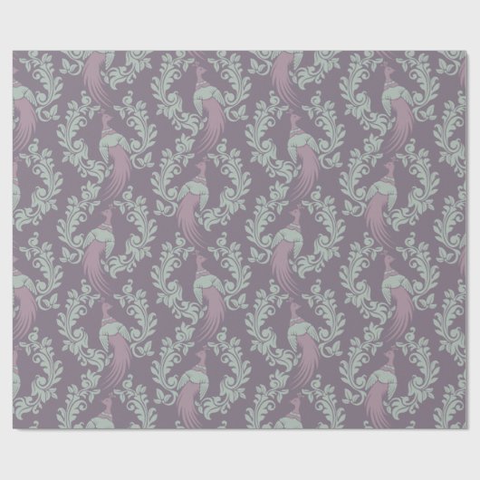Peacock Damask Pattern Cadeaupapier (Vlak)