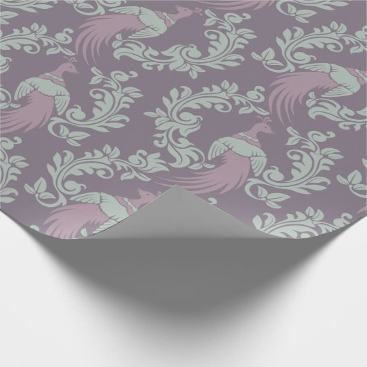 Peacock Damask Pattern Cadeaupapier (Hoek)