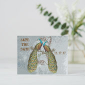  Peacock Damask Save the Date Aankondigingskaart (Staand voorkant)