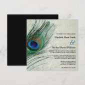  Peacock Damask Wedding Invitations Kaart (Voorkant / Achterkant)