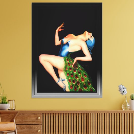 Peacock Dancer van Earle Kulp Bergey Canvas Afdruk (Insitu (Woonkamer))