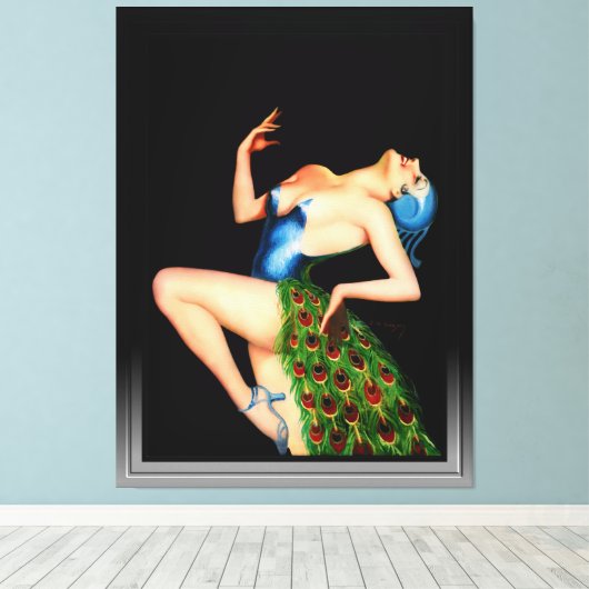 Peacock Dancer van Earle Kulp Bergey Canvas Afdruk (Insitu (Houten vloer))