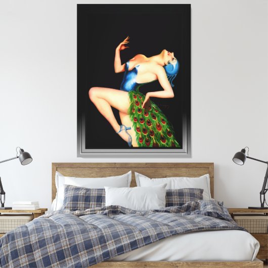 Peacock Dancer van Earle Kulp Bergey Canvas Afdruk (Insitu (Slaapkamer))