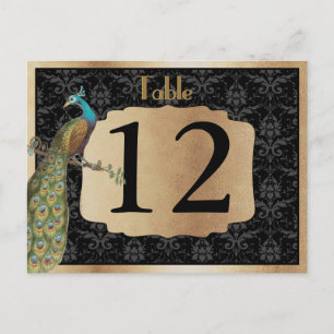 Peacock Dark Gold Dessert Snoep Table Sign Briefkaart