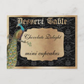 Peacock Dark Gold Dessert Snoep Table Sign Briefkaart (Voorkant)