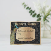 Peacock Dark Gold Dessert Snoep Table Sign Briefkaart (Staand voorkant)