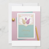 Peacock Decorated Wedding Invitation Kaart (Achterkant)