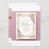 Peacock Decorated Wedding Invitation Kaart (Voorkant / Achterkant)