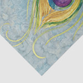 Peacock Decoupage Dusty Blue Blauwgroen Feather Tissuepapier (Detail)