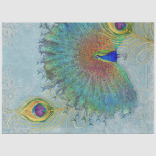 Peacock Decoupage Dusty Blue Blauwgroen  Feather Tissuepapier