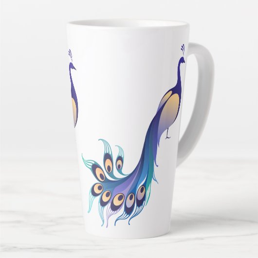 Peacock Design Art Latte Mok (Rechterhoek)