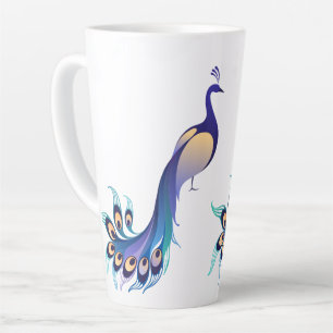 Peacock Design Art Latte Mok