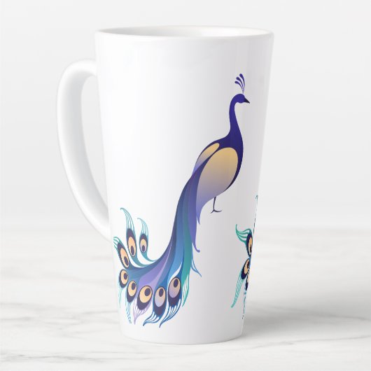 Peacock Design Art Latte Mok (Linkerhoek)