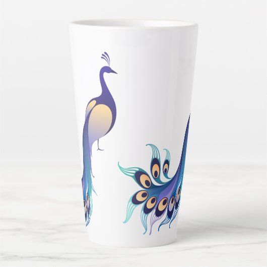 Peacock Design Art Latte Mok (Voorkant)