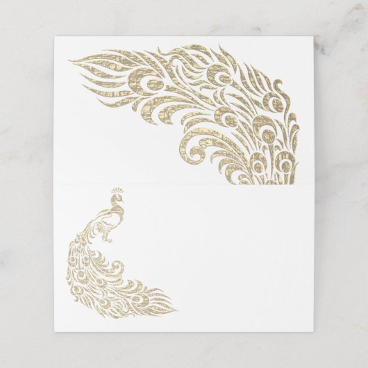 Peacock Design Blank Table Name Card Plaatskaartje (Buitenkant ongevouwen)