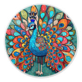 Peacock design, eigentijdse stijl, veelkleurig keramische knop (Voorkant)
