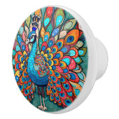 Peacock design, eigentijdse stijl, veelkleurig keramische knop (Rechts)