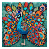 Peacock design, eigentijdse stijl, veelkleurig perfect poster (Voorkant)