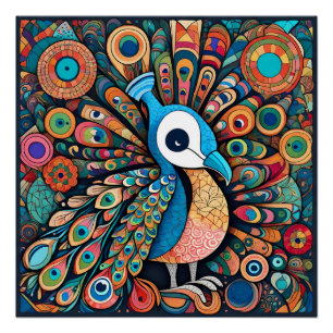 Peacock design, eigentijdse stijl, veelkleurig perfect poster