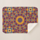 Peacock Design Paars Blauwgroen Sinaasappel Mandal Sherpa Deken (Voorkant (horizontaal))