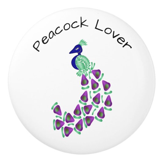 Peacock Design Personalised Keramische Knop (Voorkant)