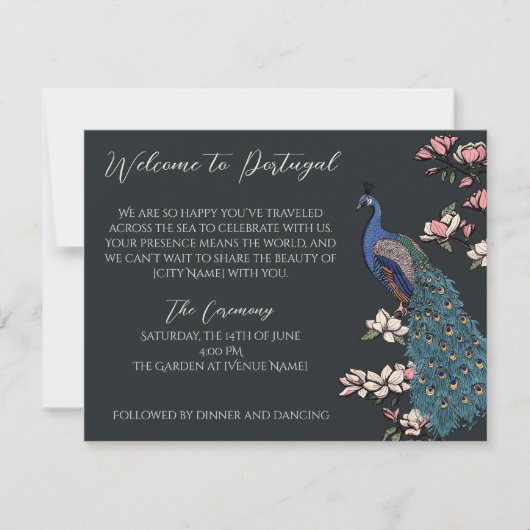 Peacock Destination Wedding Welcome & Program (Voorkant)
