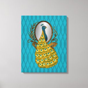 Peacock die zijn Reflection Canvas afdrukken behee