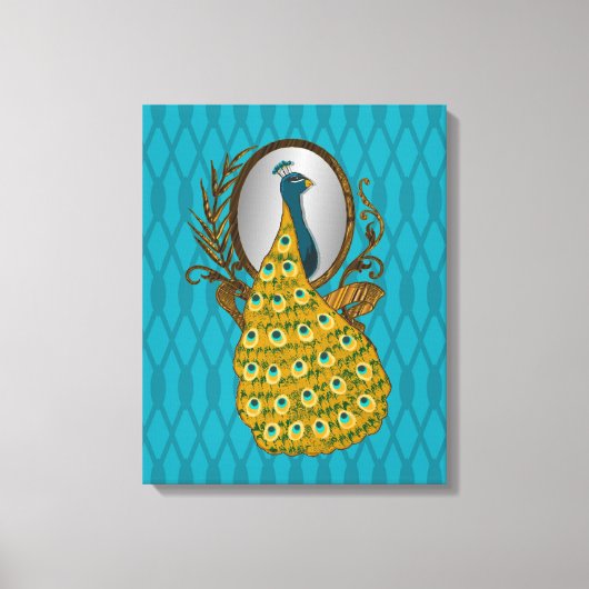 Peacock die zijn Reflection Canvas afdrukken behee (Voorkant)