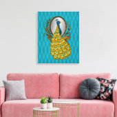 Peacock die zijn Reflection Canvas afdrukken behee (Insitu (Woonkamer))