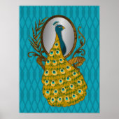 Peacock die zijn Reflection Poster print beheert (Voorkant)