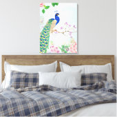 Peacock-dieren | Floral Bird | Cool Peacock Canvas Afdruk (Insitu (Slaapkamer))
