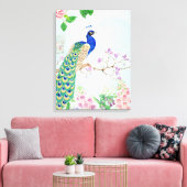 Peacock-dieren | Floral Bird | Cool Peacock Canvas Afdruk (Insitu (Woonkamer))