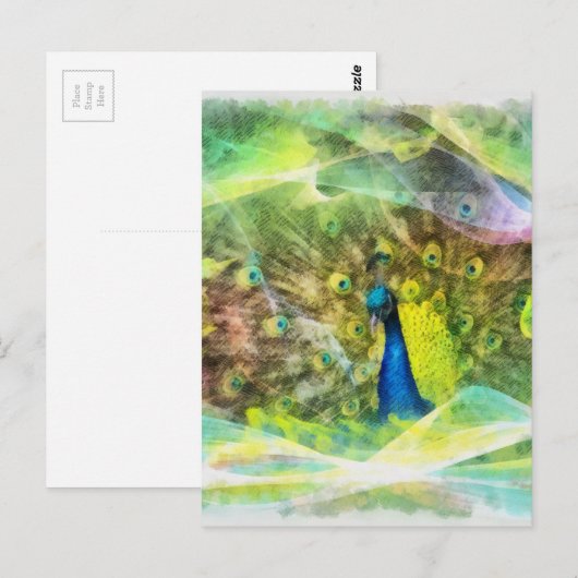 Peacock Digital Painting Briefkaart (Voorkant / Achterkant)