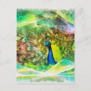 Peacock Digital Painting Briefkaart