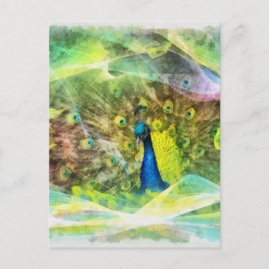 Peacock Digital Painting Briefkaart (Voorkant)