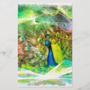 Peacock Digital Painting Briefpapier