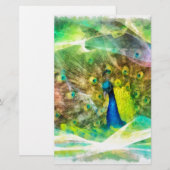 Peacock Digital Painting Briefpapier (Voorkant / Achterkant)