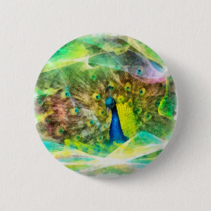 Peacock Digital Painting Ronde Button 5,7 Cm