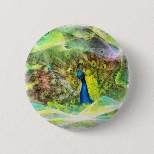 Peacock Digital Painting Ronde Button 5,7 Cm (Voorkant)