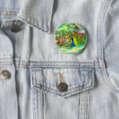 Peacock Digital Painting Ronde Button 5,7 Cm (In situ)
