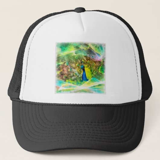 Peacock Digital Painting Trucker Pet (Voorkant)