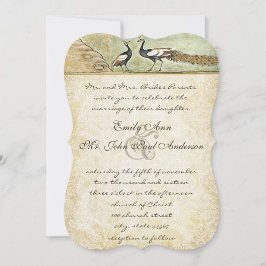 Peacock Distress Damask Metallic Elegance Kaart (Voorkant)