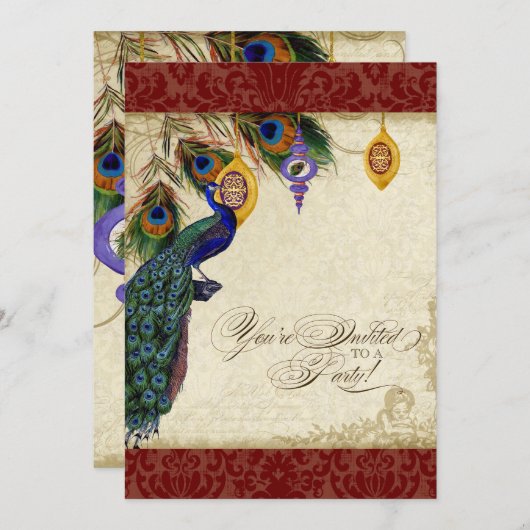 Peacock & Doer Formele Vakbondsdag Partij nodigt u Kaart (Voorkant / Achterkant)