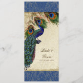  Peacock-doether Elegant Navy Dinner Menu (Achterkant)