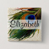 Peacock-doether Vierkante Button 5,1 Cm (Voorkant)