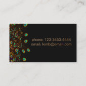 Peacock-doezelaar op zwarte achtergrond visitekaartje (Achterkant)