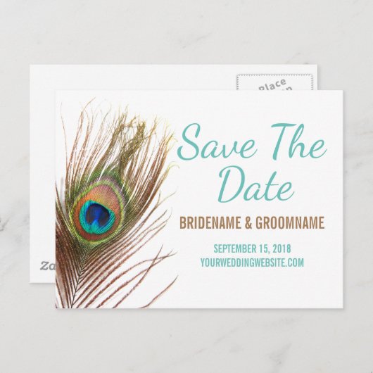 Peacock-doezelaar slaat de datum op aankondigingskaart (Voorkant / Achterkant)